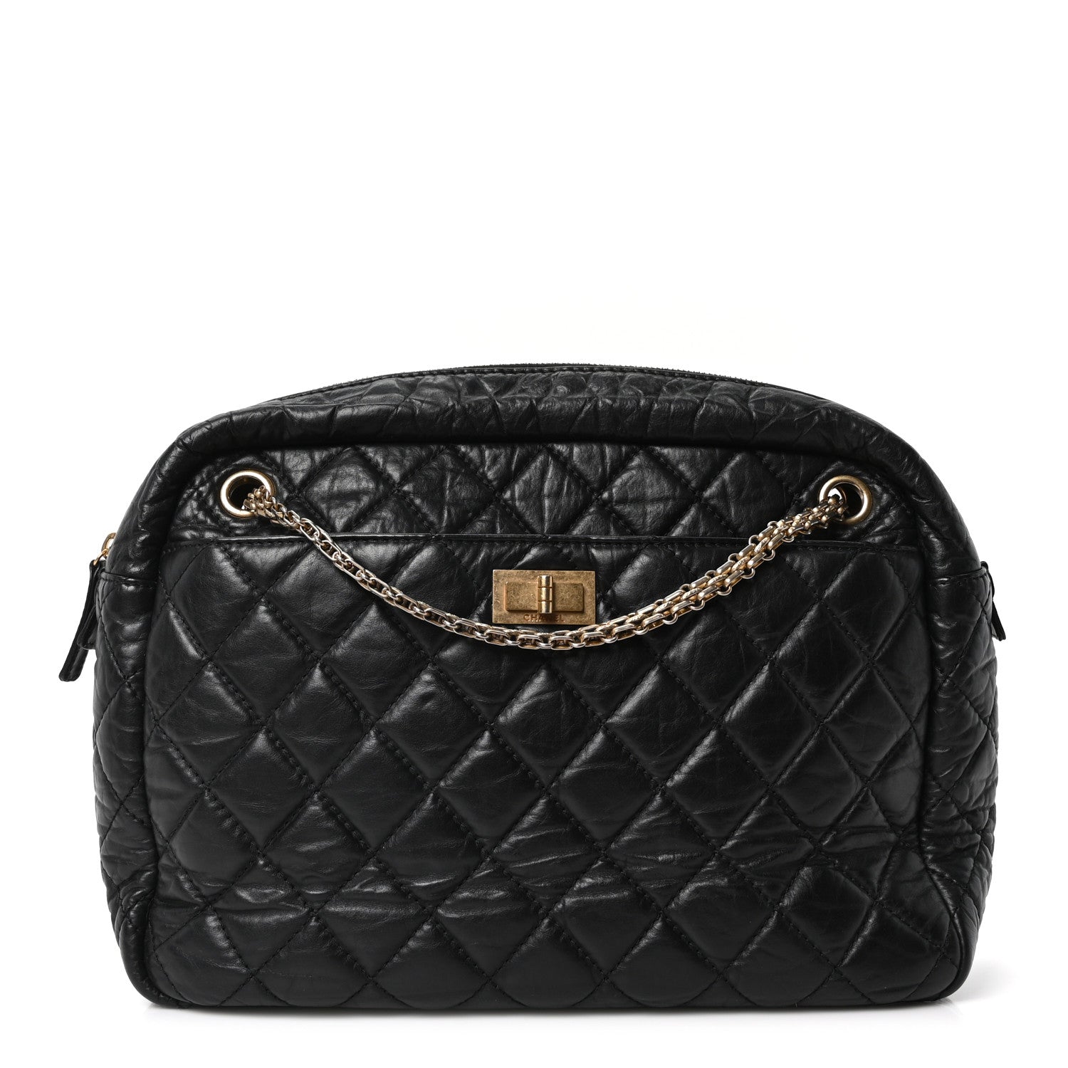 Chanel Aged Calfskin Quilted Large Reissue Camera Case Black 1 of 10