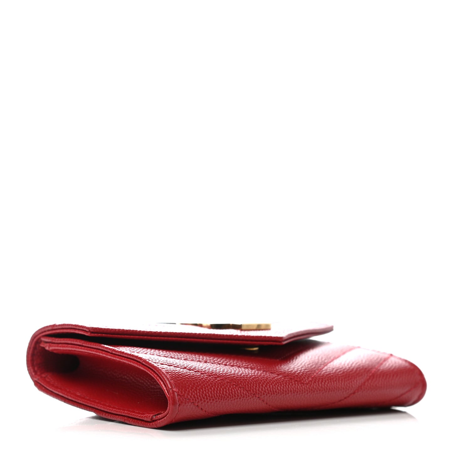 Grain De Poudre Matelasse Chevron Small Monogram Envelope Wallet Rouge Eros
