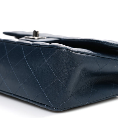 Chanel Iridescent Lambskin Quilted Small Double Flap Dark Blue 10 of 11