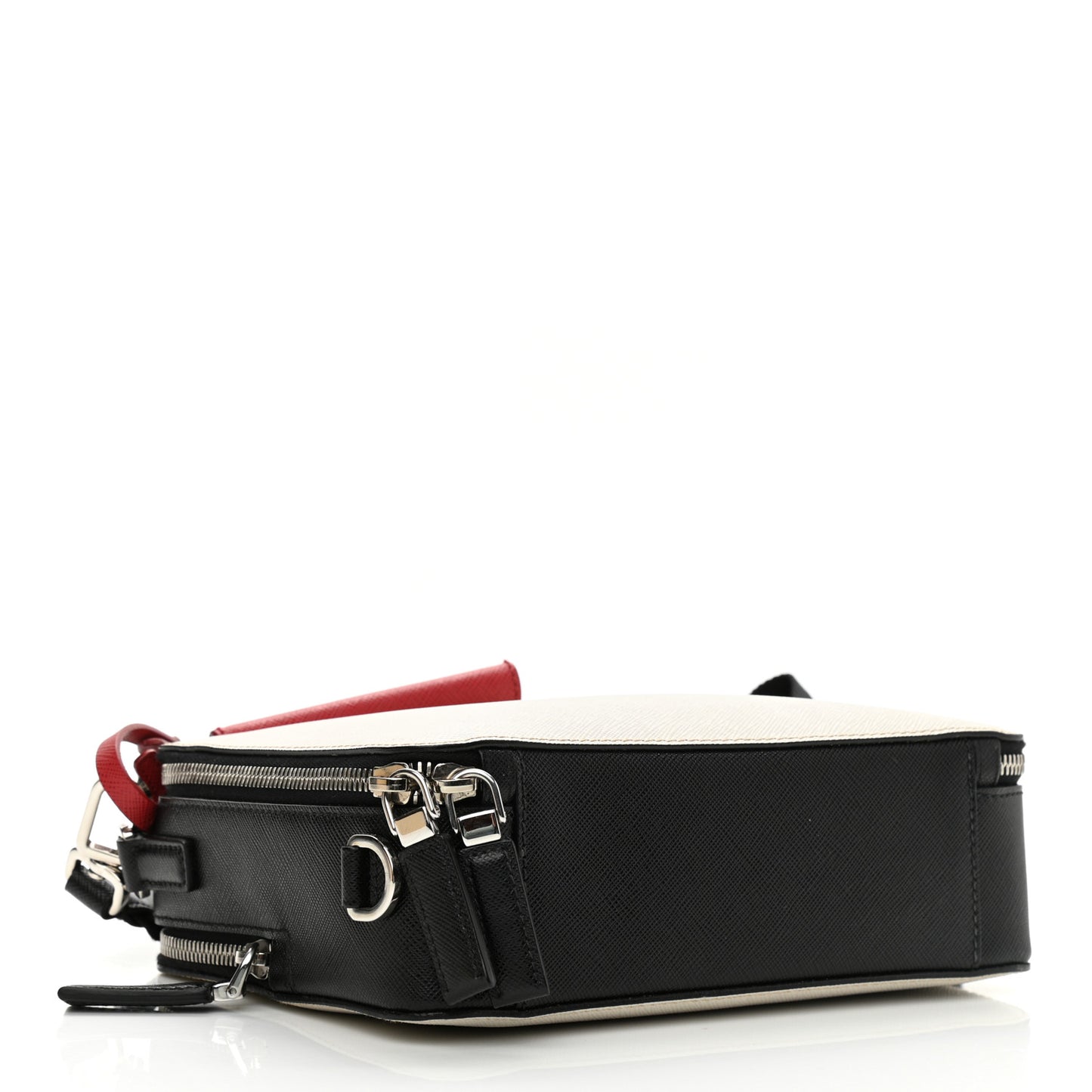Saffiano Mens Brique Crossbody Bag White Black