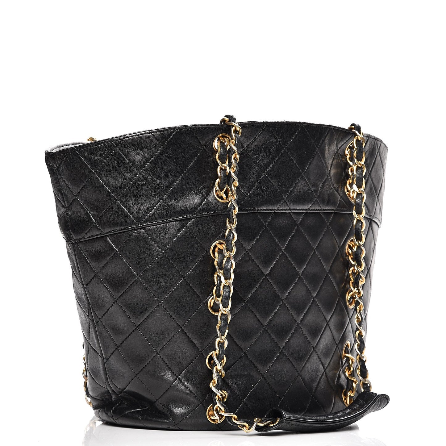 Lambskin Quilted Shopper Tote Black