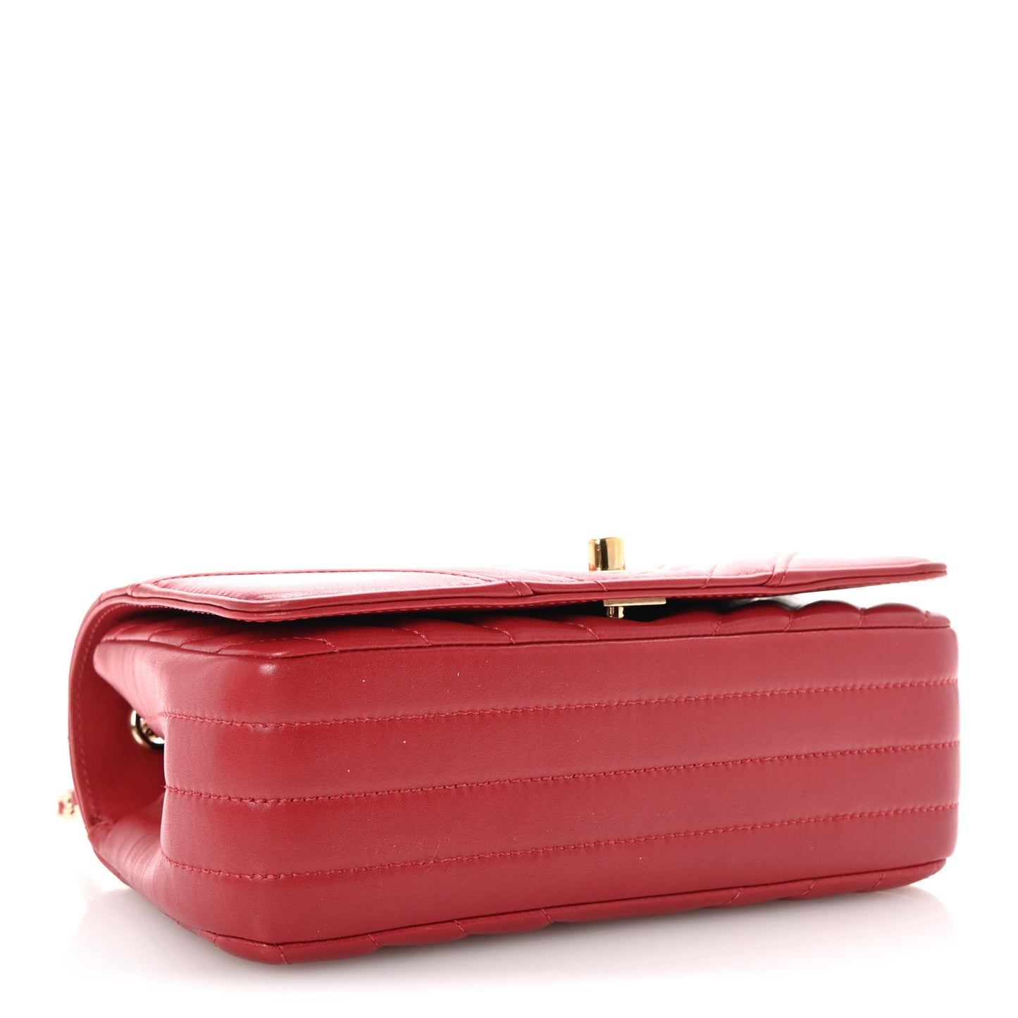 Calfskin Chevron Quilted Mini Statement Flap Red