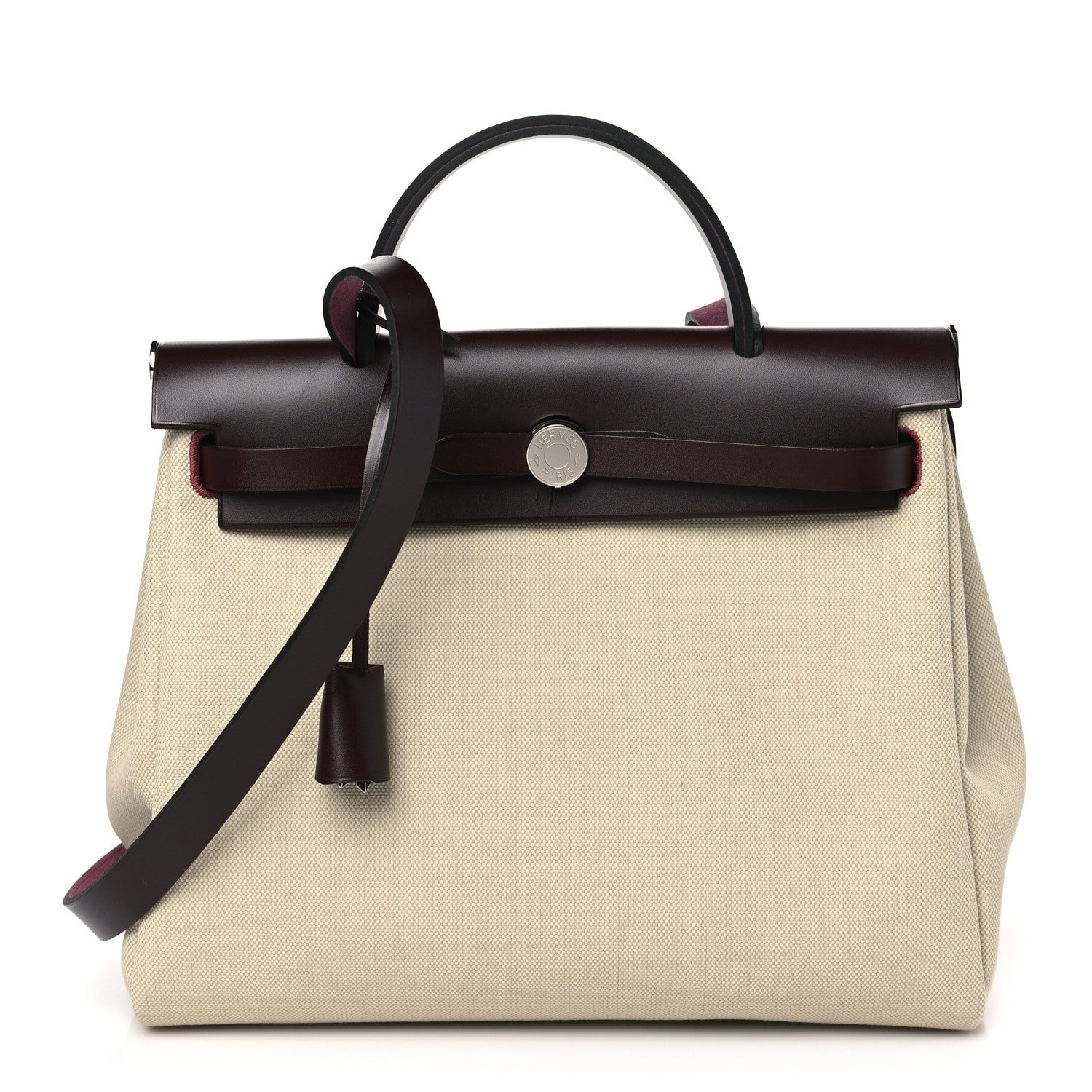 Hermes Military Toile Vache Hunter Herbag Zip Retourne 31 PM Beton Rouge Sellier 1 of 10