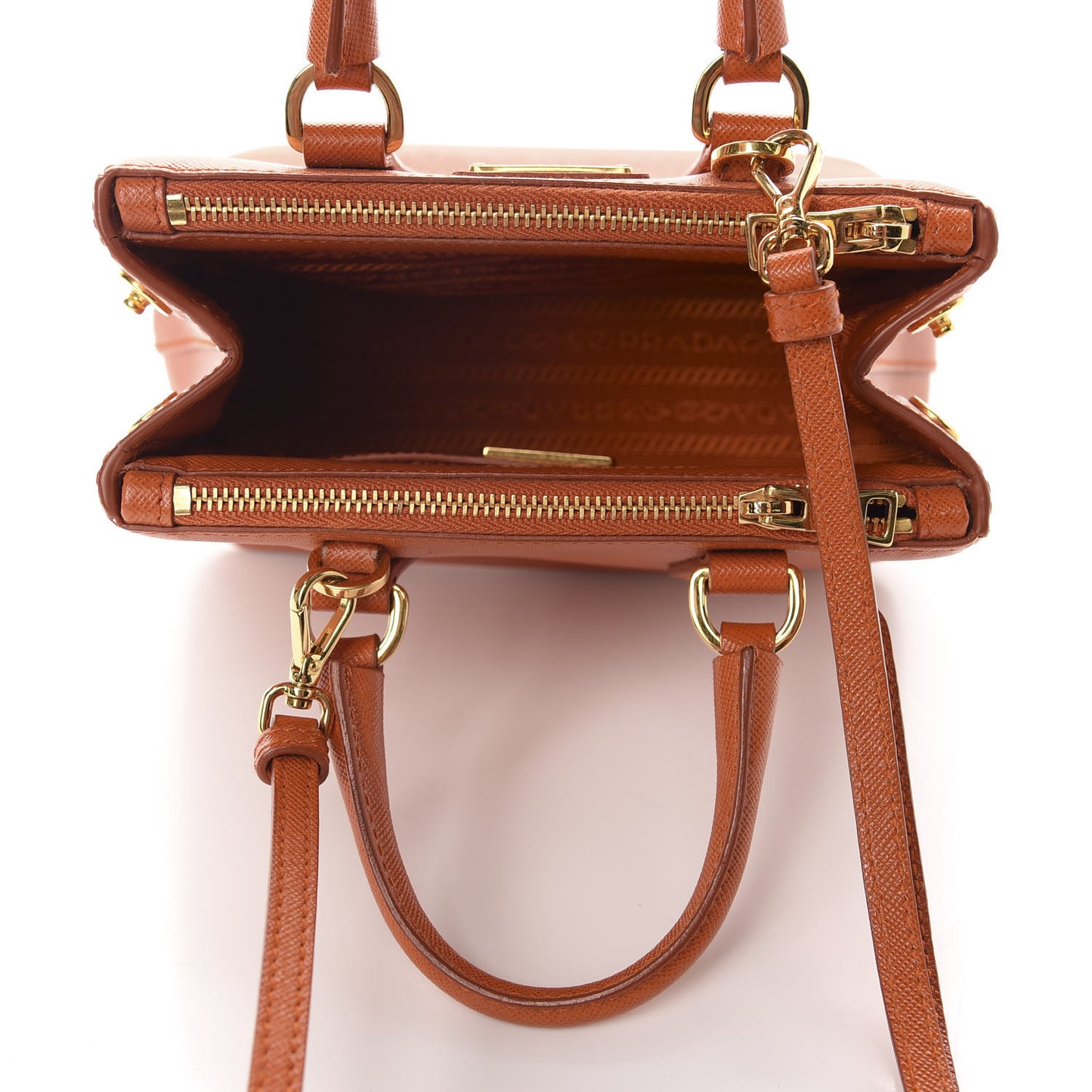 Saffiano Lux Micro Galleria Double Zip Tote Papaya