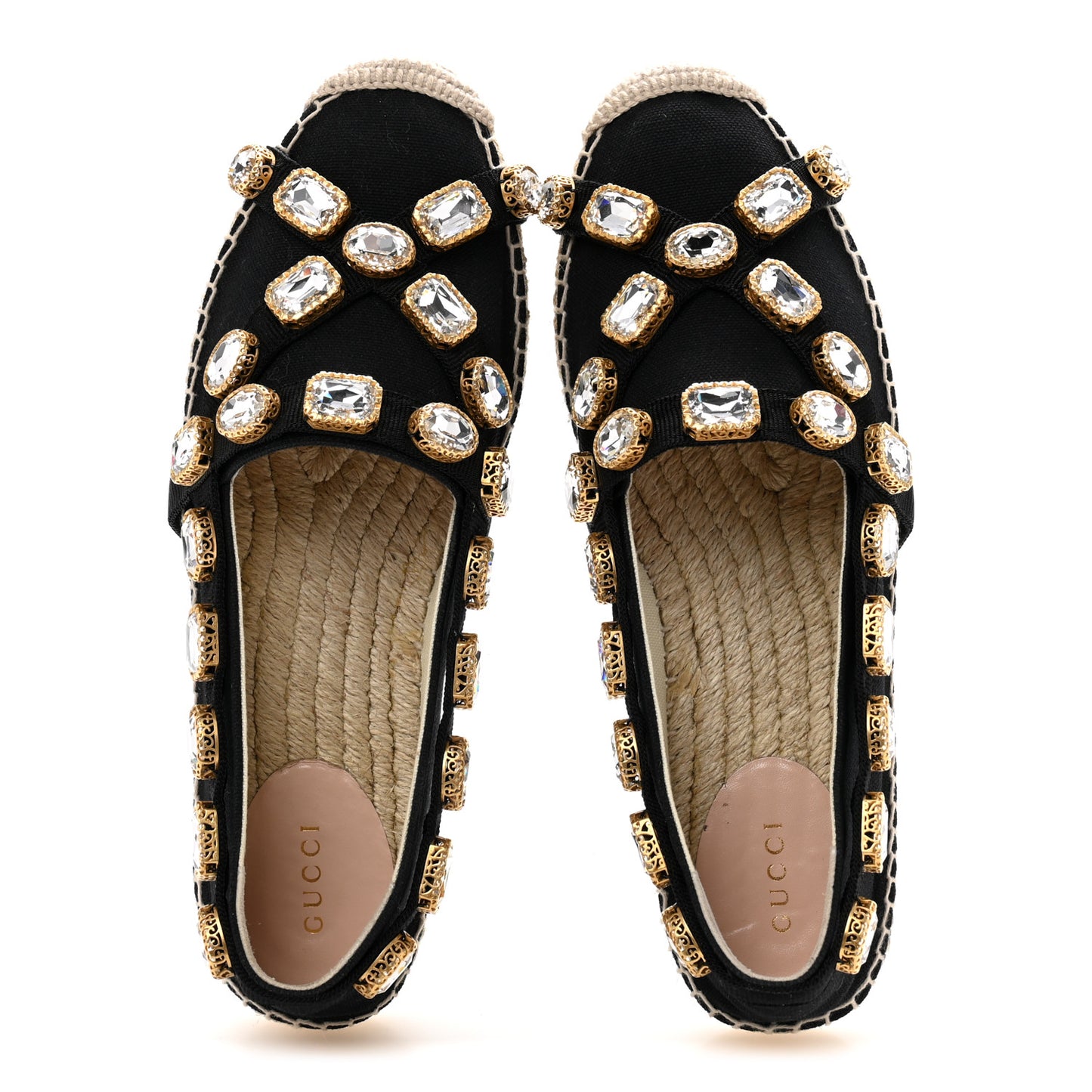 Canvas Crystal Embellished Espadrilles 39 Black