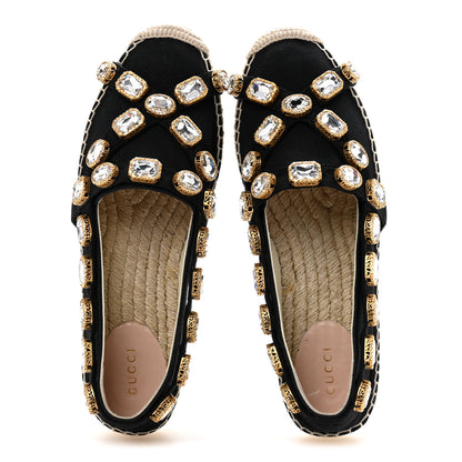 Gucci Canvas Crystal Embellished Espadrilles 39 Black 2 of 11
