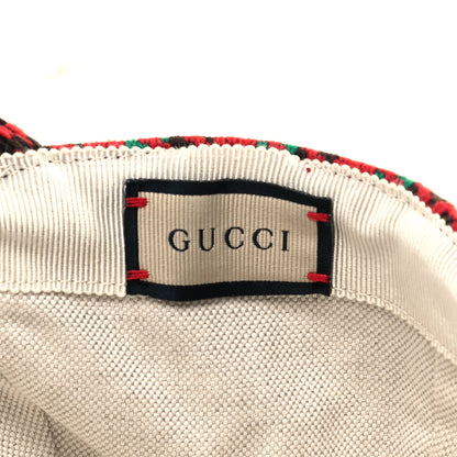 Gucci Tweed Wool Houndstooth Interlocking G Baseball Hat S Red Green 7 of 9