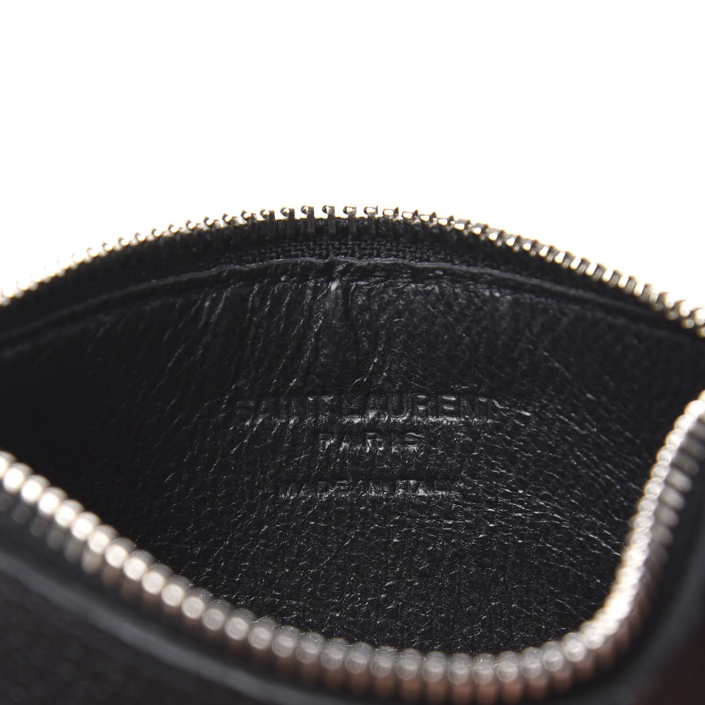 Grained Calfskin 5 Fragments Zip Pouch Card Holder Black