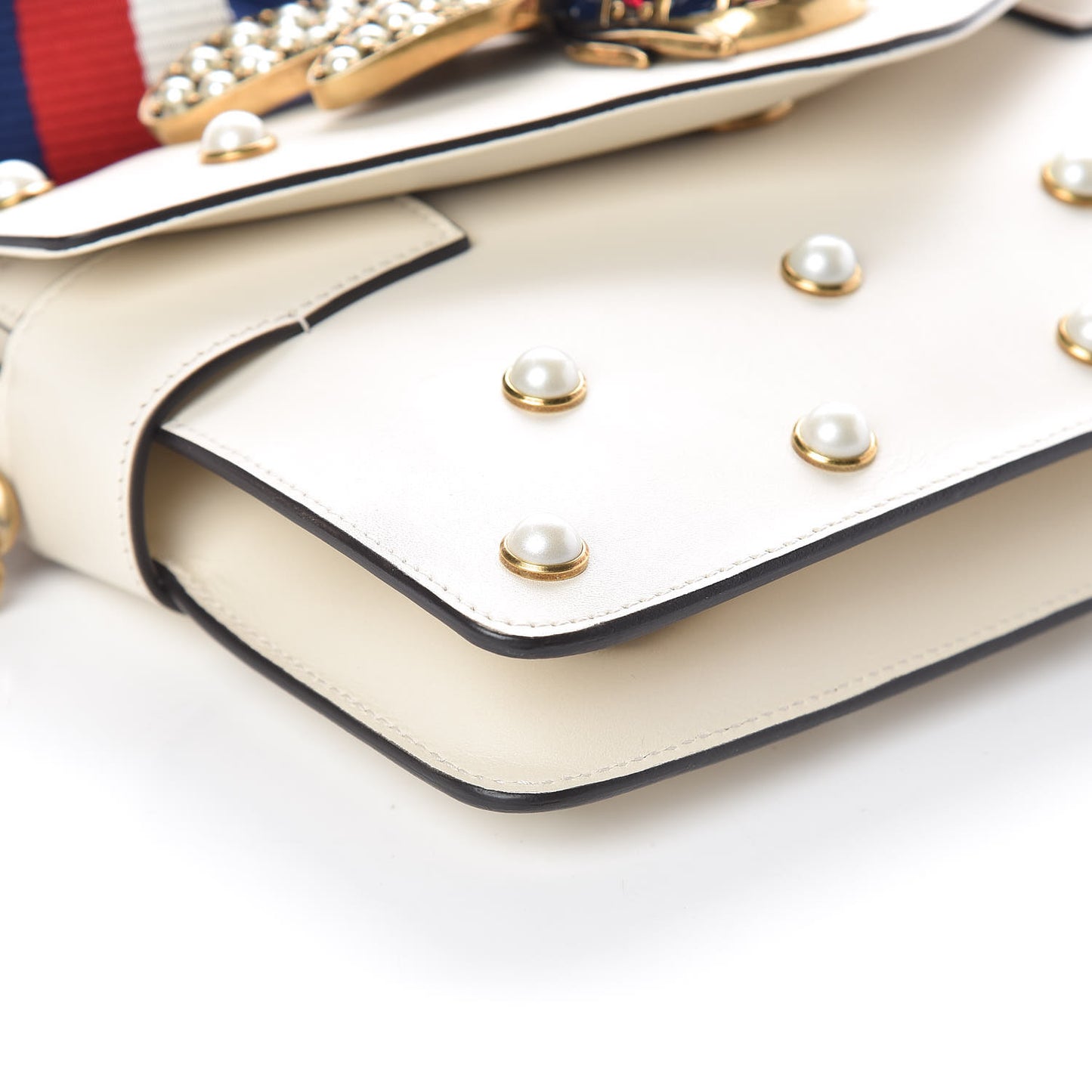 Nappa Pearl Studded Mini Queen Margaret Broadway Shoulder Bag Mystic White