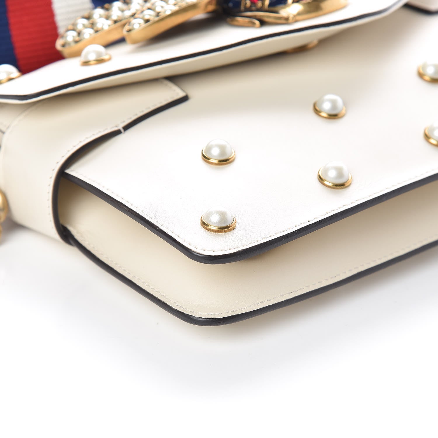 Gucci Nappa Pearl Studded Mini Queen Margaret Broadway Shoulder Bag Mystic White 8 of 9
