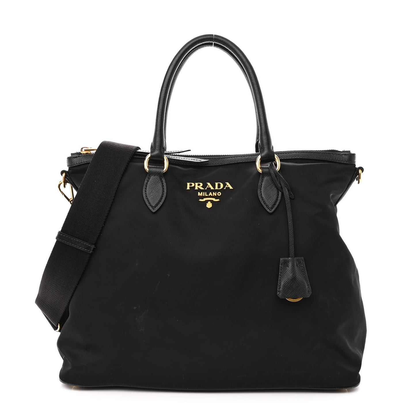 Tessuto Nylon Saffiano Satchel Black