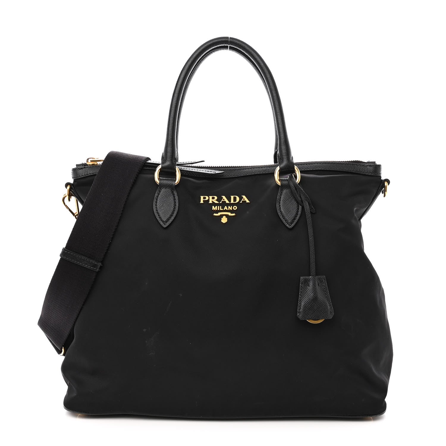 Prada Tessuto Nylon Saffiano Satchel Black 1 of 11