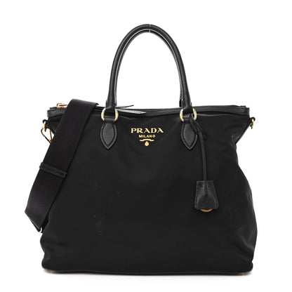 Prada Tessuto Nylon Saffiano Satchel Black 1 of 11
