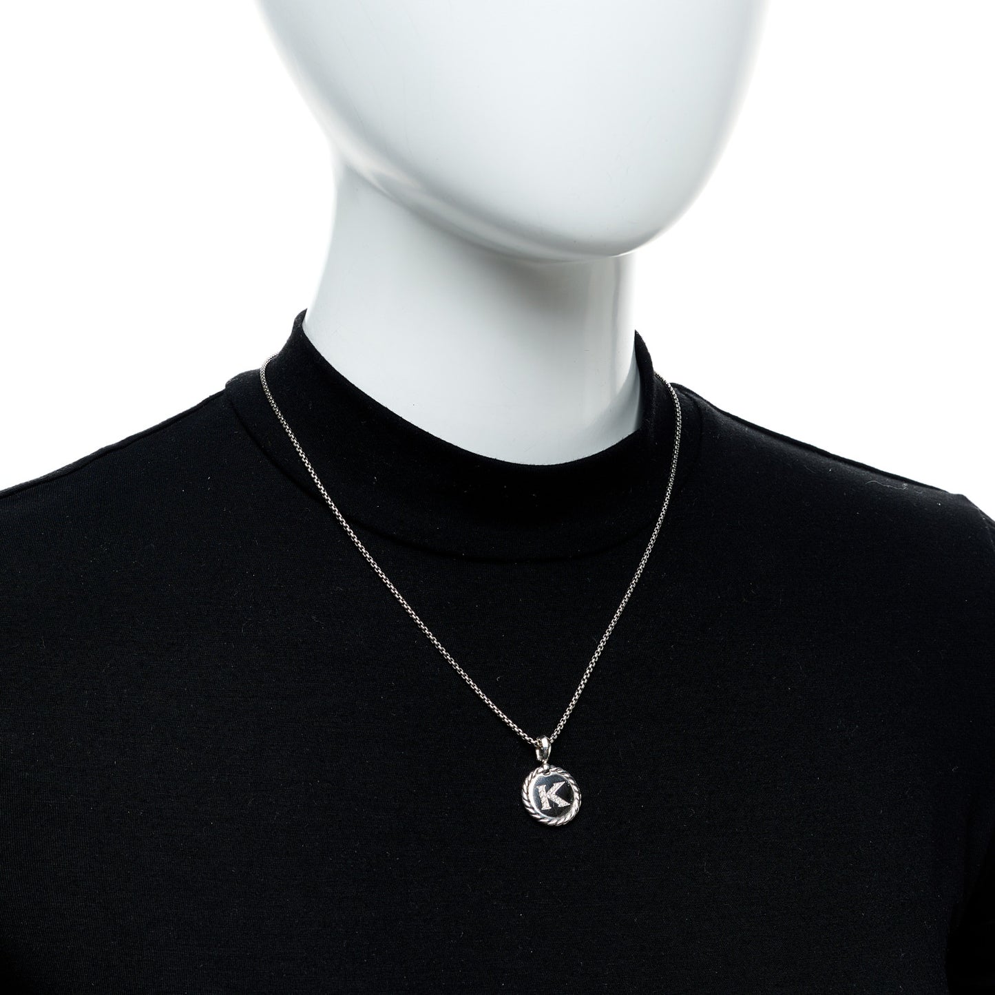 Sterling Silver Diamond Initial K Charm Necklace