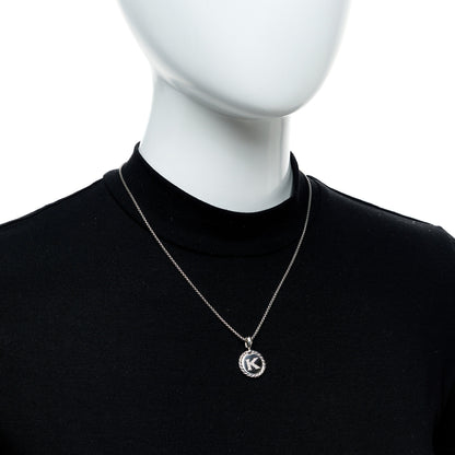 David Yurman Sterling Silver Diamond Initial K Charm Necklace 2 of 6