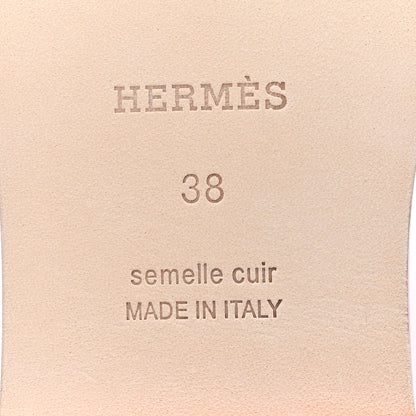 Hermes Box Calfskin Oran Sandals 38 Rose Boise 7 of 9