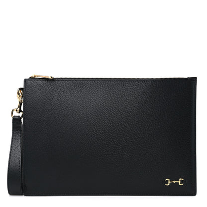 Gucci Calfskin Horsebit 1955 Wristlet Pouch Black 1 of 9