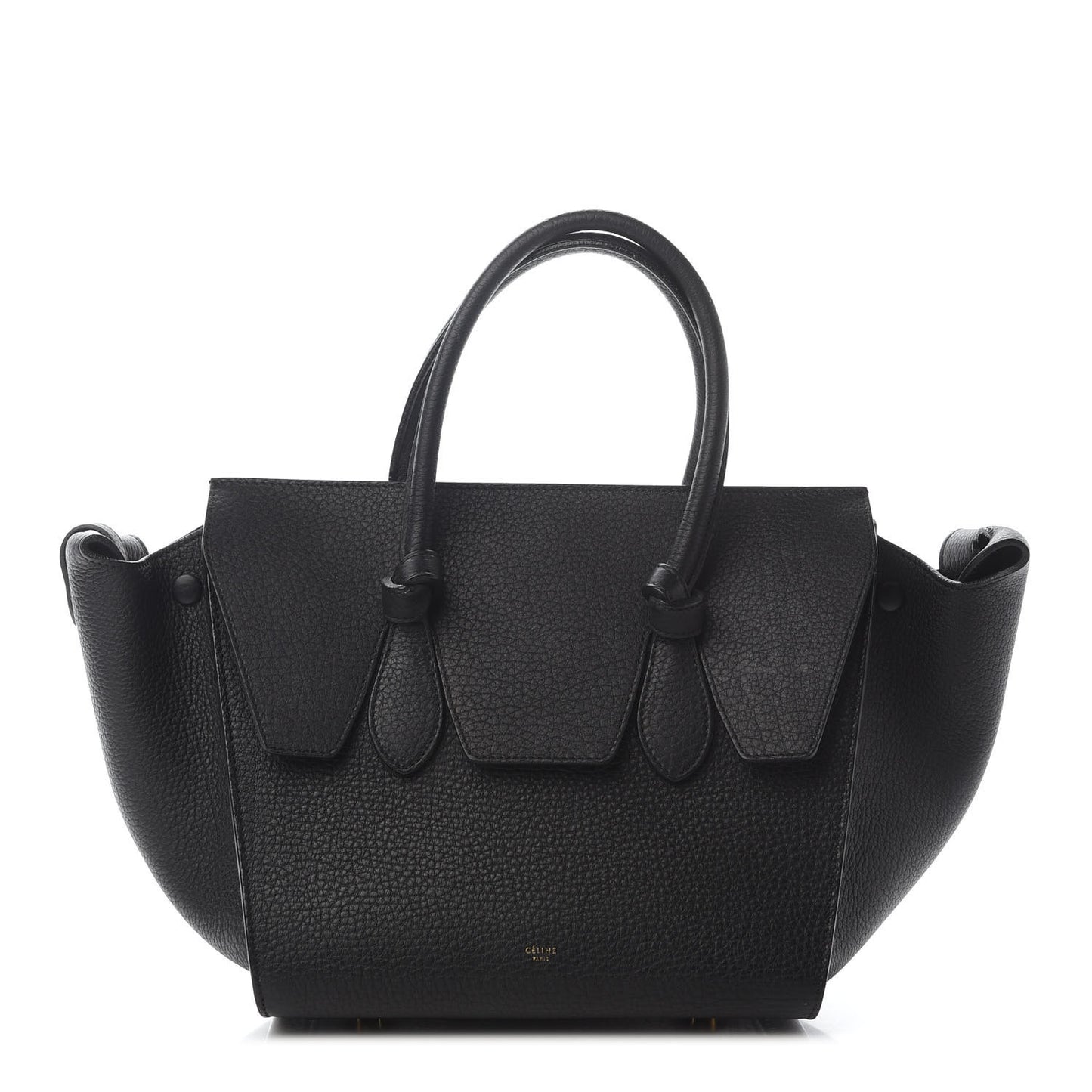 Crisped Calfskin Mini Tie Knot Tote Black
