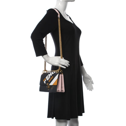 Fendi X FILA Vitello Liberty Mania Bi-Color FF 1974 Embossed Small Kan I Shoulder Bag Black Confetto Multicolor 2 of 9