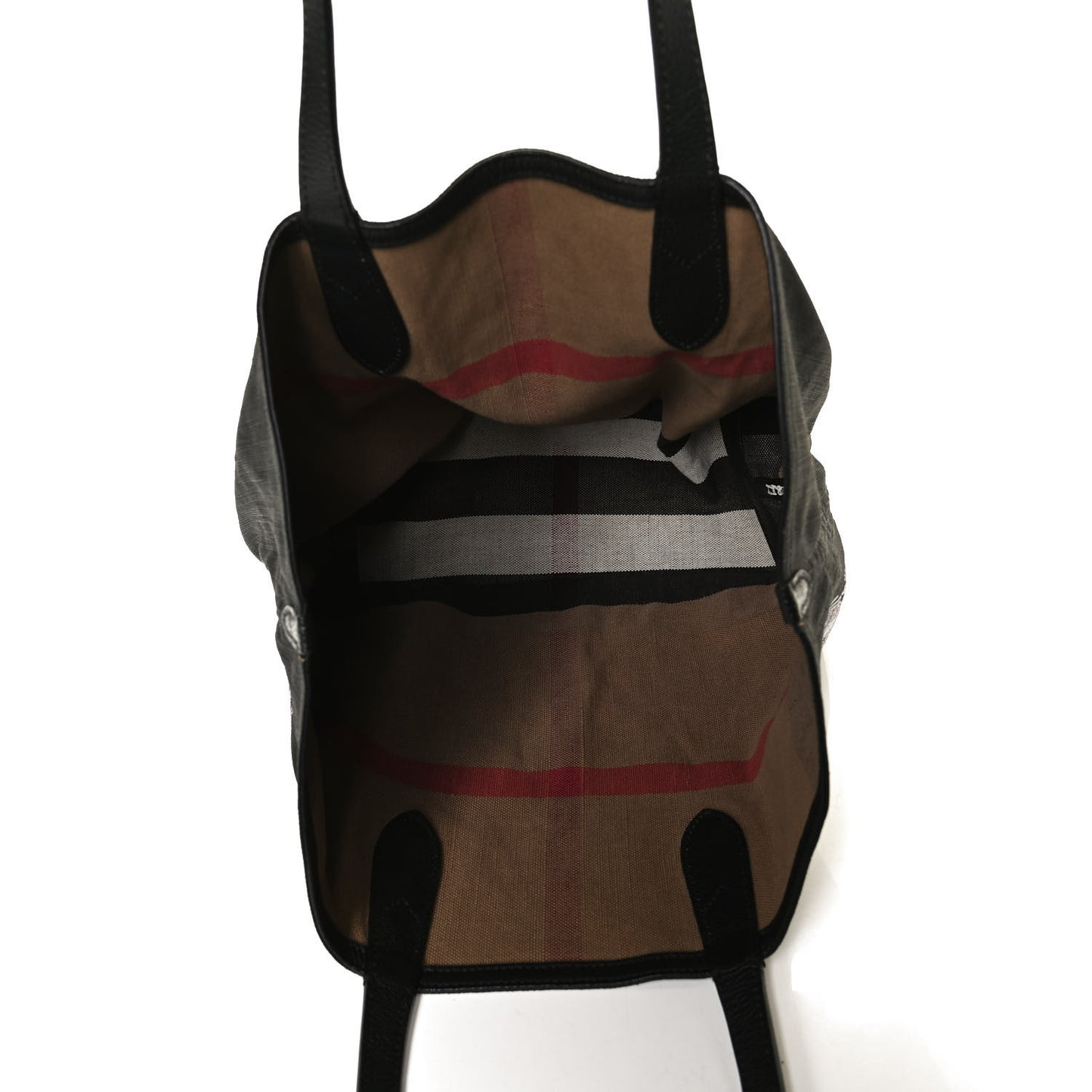 Coated Canvas Mega Check Medium Reversible Doodle Tote Black Brown