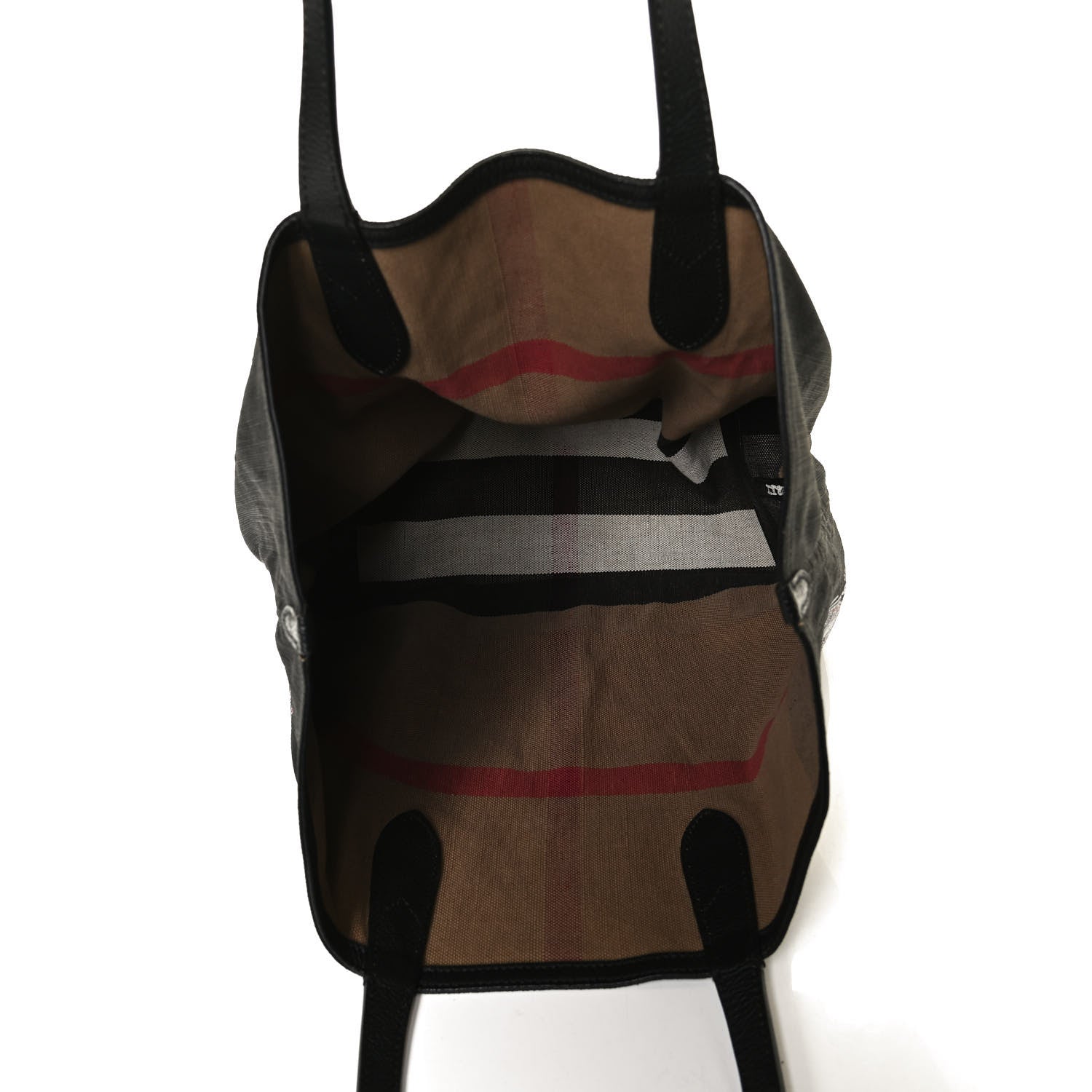 Burberry Coated Canvas Mega Check Medium Reversible Doodle Tote Black Brown 4 of 15