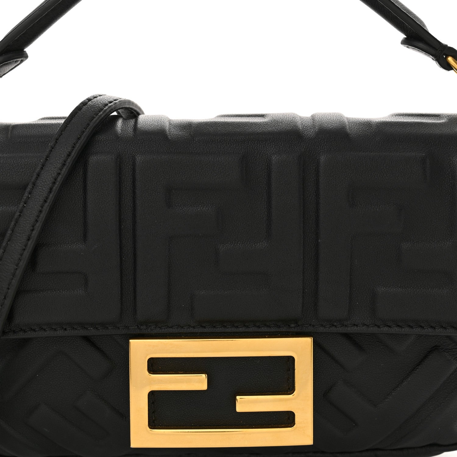 Fendi Nappa FF 1974 Embossed Mini Baguette Black 7 of 12