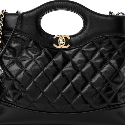 Chanel Shiny Crumpled Calfskin Quilted Mini 31 Shopping Bag Black 8 of 10