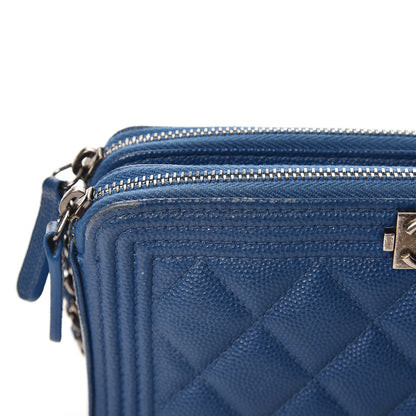 Chanel Caviar Quilted Small Boy Clutch With Chain Blue 13 of 14