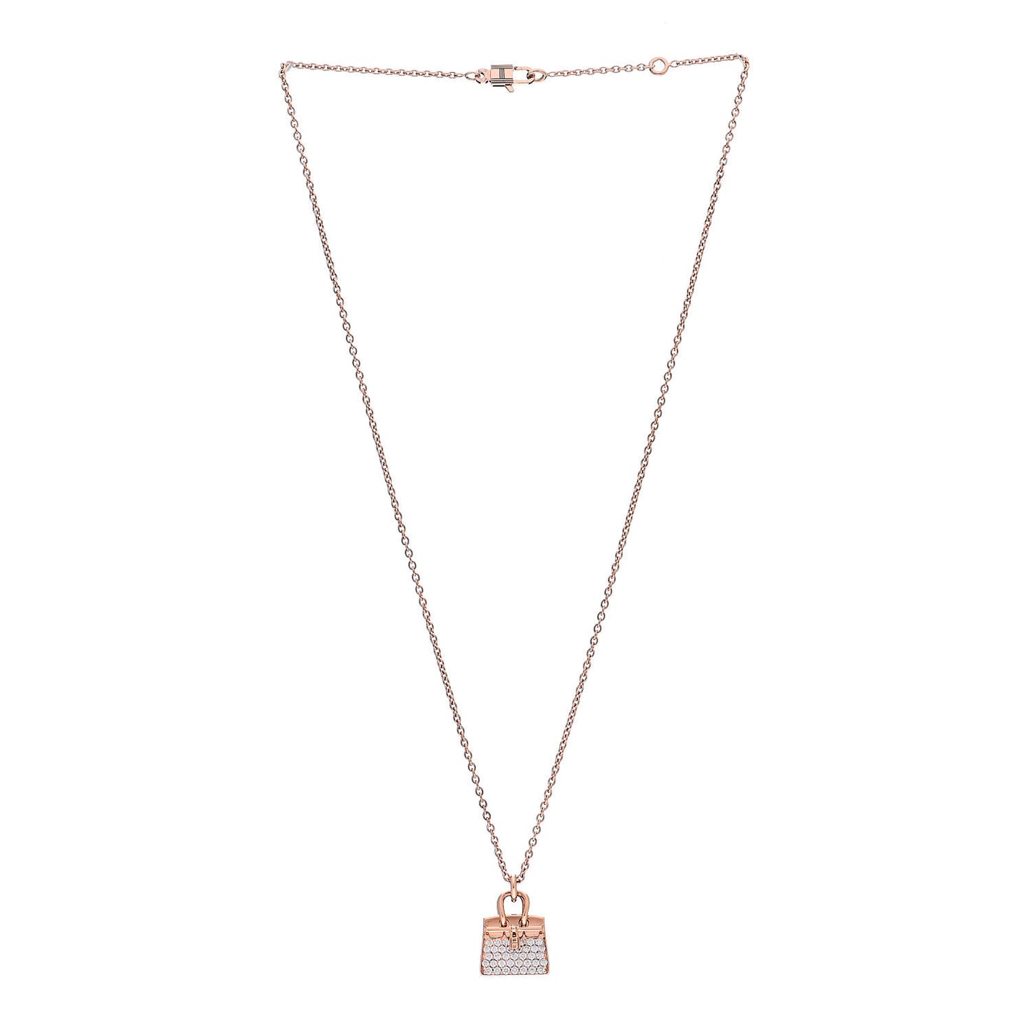 18K Rose Gold Diamond Birkin Amulettes Pendant Necklace