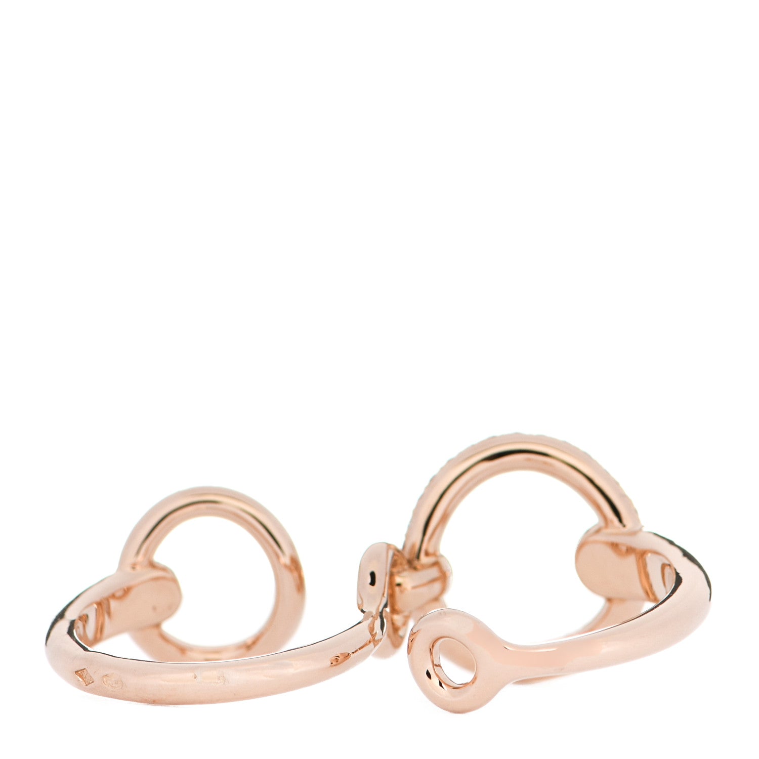 Hermes 18K Rose Gold Diamond Filet d'Or Double Ring 49 5 3 of 5