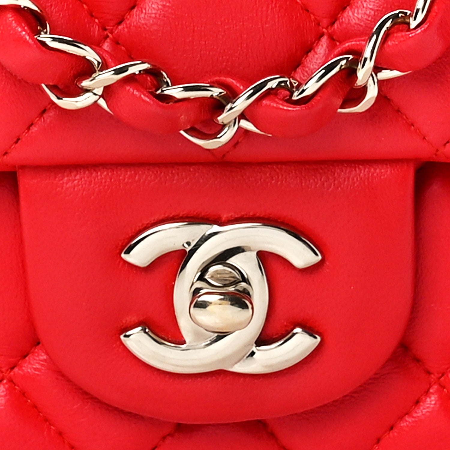 Chanel Lambskin Quilted Mini Rectangular Flap Red 9 of 12