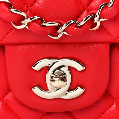 Chanel Lambskin Quilted Mini Rectangular Flap Red 9 of 12