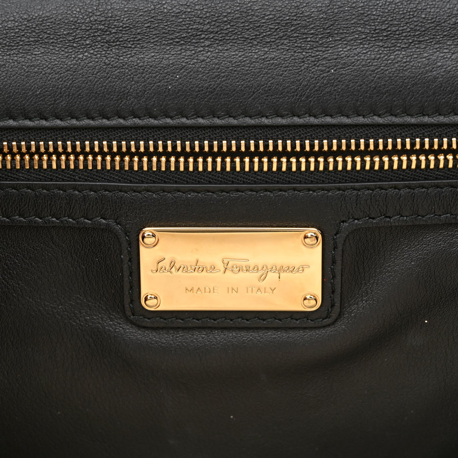 Salvatore Ferragamo Calfskin Studded Vara Bow Bag Black 5 of 13