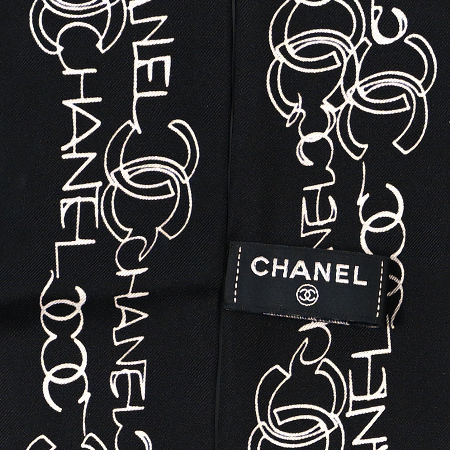 Silk Twill CC Slim Bandeau Scarf Black