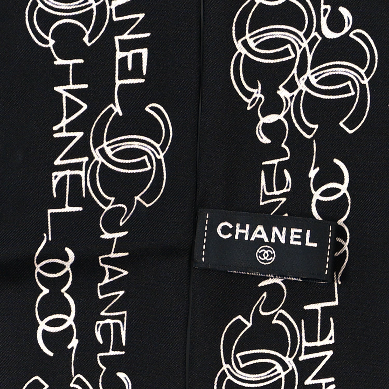 Chanel Silk Twill CC Slim Bandeau Scarf Black 3 of 4