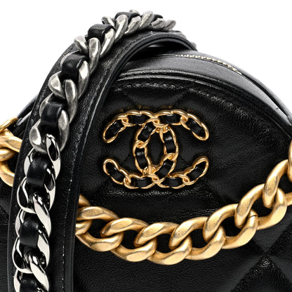 Chanel Lambskin Quilted Chanel 19 Round Clutch With Chain Black 8 of 10