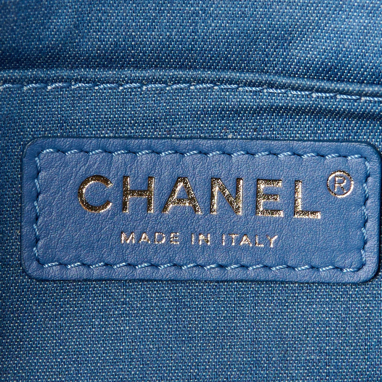 Denim Quilted Mini Pearl Crush Flap Blue