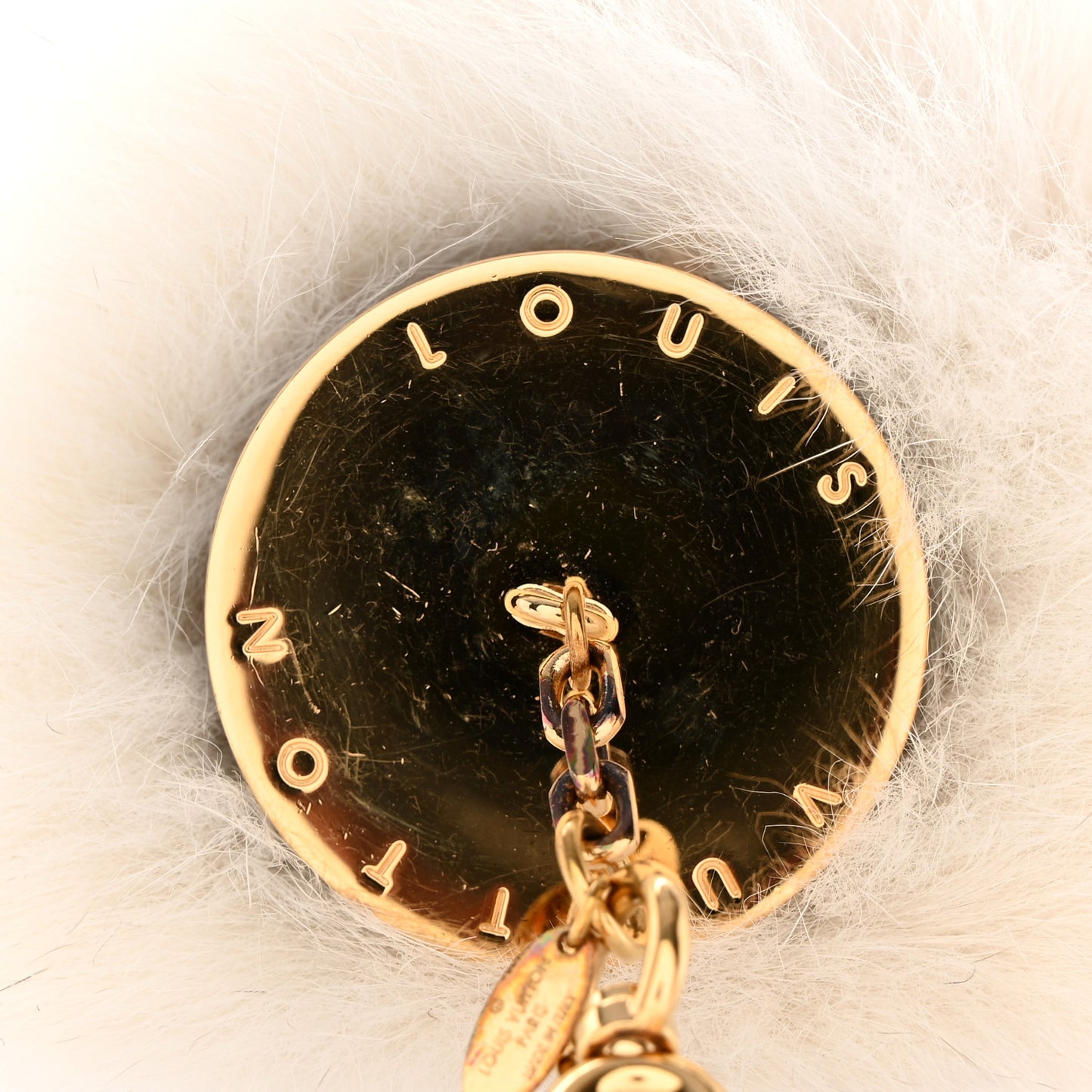 Fox Fur Fuzzy V Bag Charm White