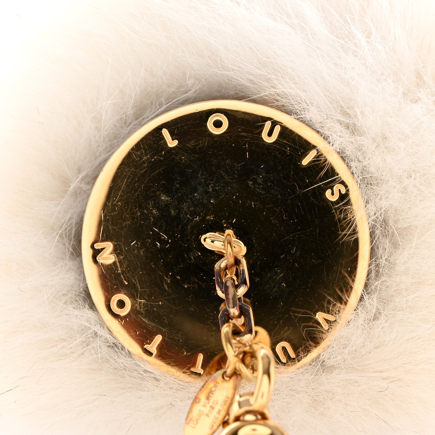 Louis Vuitton Fox Fur Fuzzy V Bag Charm White 6 of 6