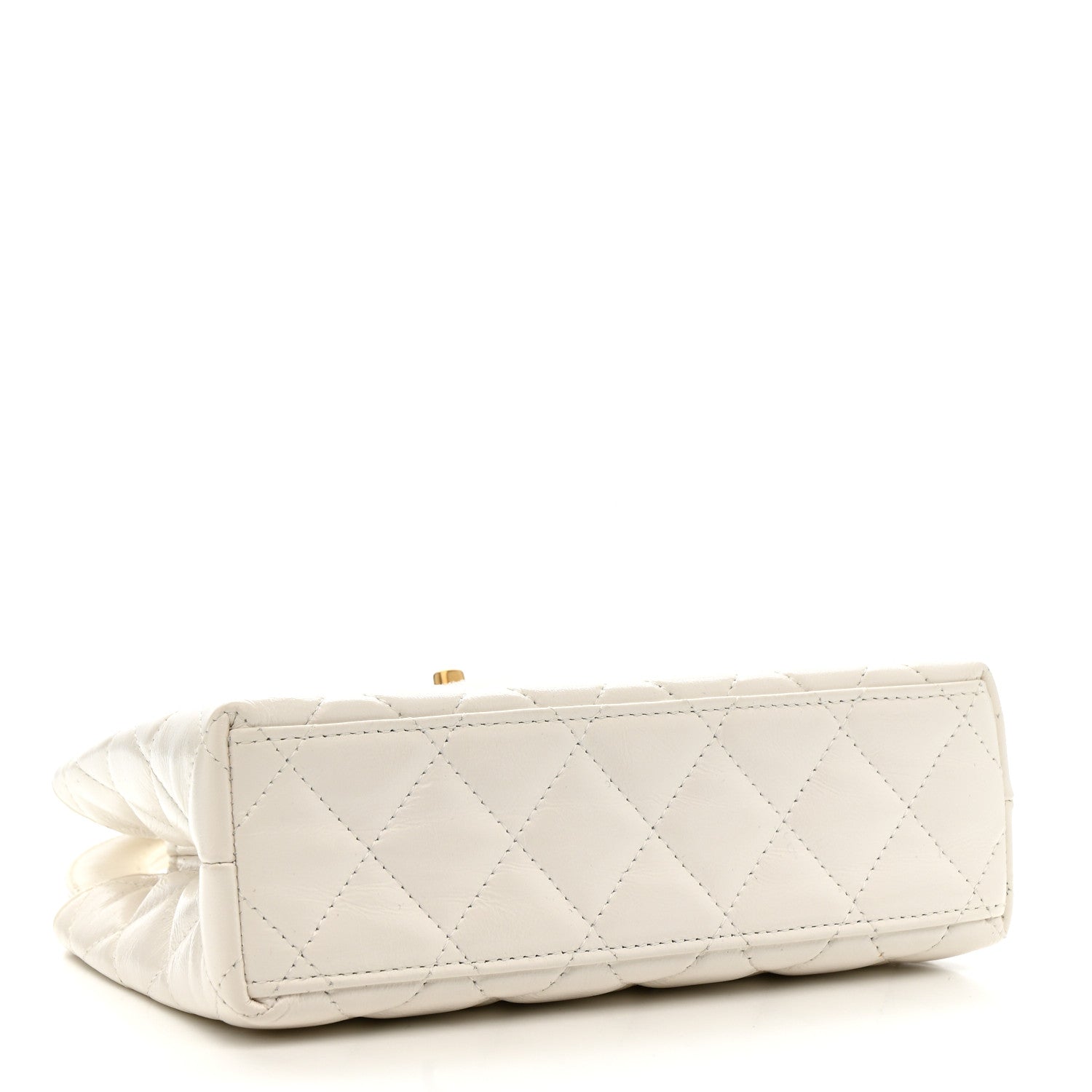 Chanel Shiny Aged Calfskin Quilted Nano Kelly Shopper White 4 of 11