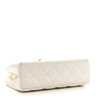 Chanel Shiny Aged Calfskin Quilted Nano Kelly Shopper White 4 of 11