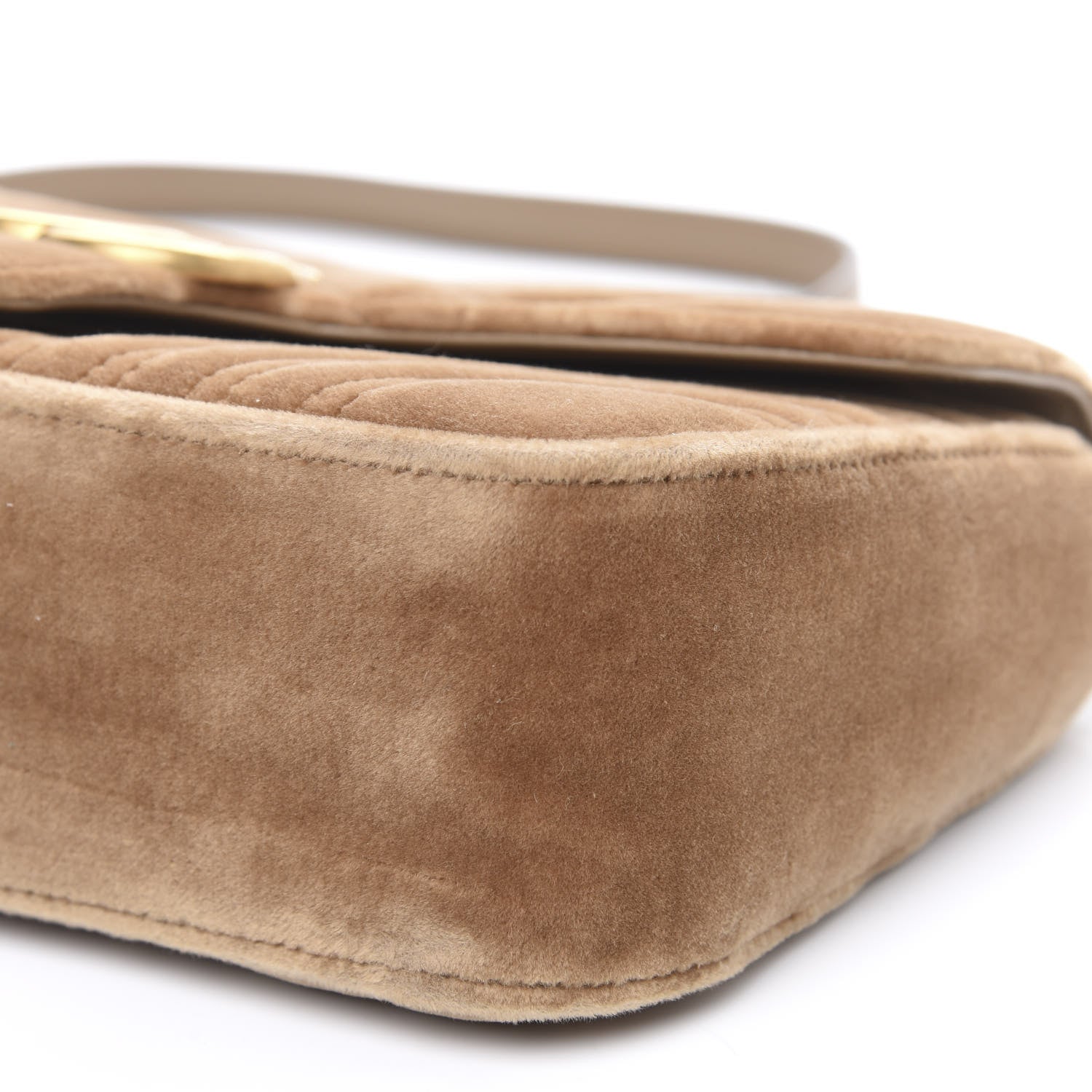 Gucci Velvet Matelasse Small GG Marmont Shoulder Bag Taupe 9 of 10