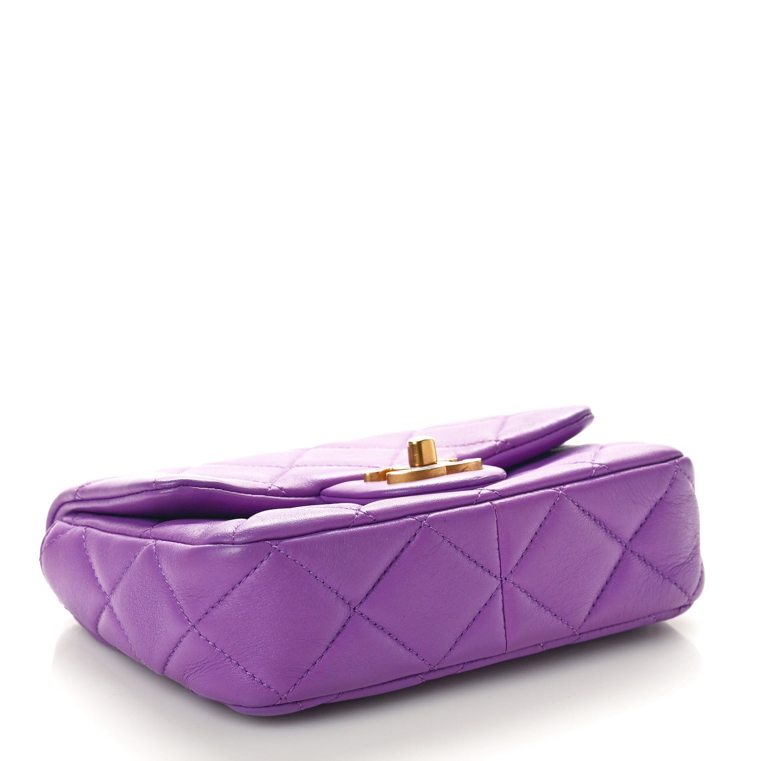 Chanel Lambskin Enamel Quilted Mini Pending CC Square Flap Purple 4 of 10