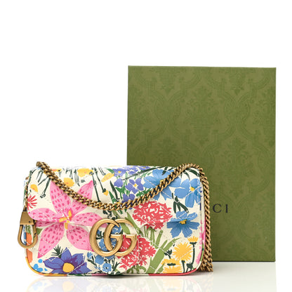Gucci X KEN SCOTT Calfskin Matelasse Floral Print Super Mini GG Marmont Shoulder Bag Ivory Pink 11 of 11