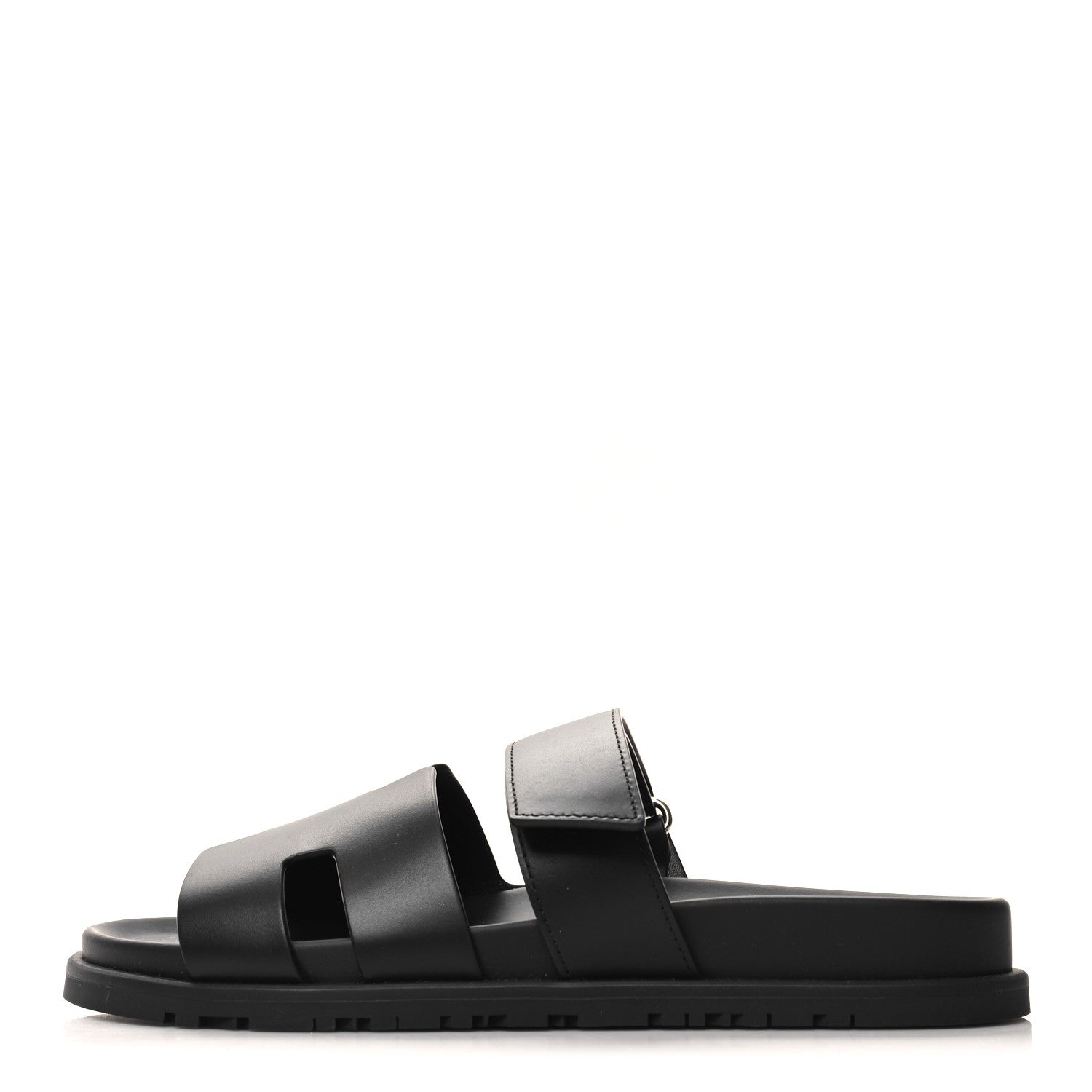 Hermes Calfskin Womens Chypre Sandals 40.5 Black 1 of 9