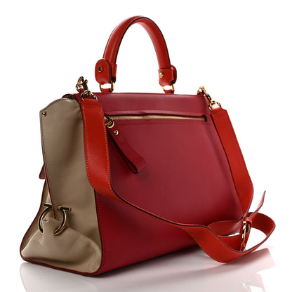 Salvatore Ferragamo Calfskin Medium Sofia Satchel Red Beige 3 of 8