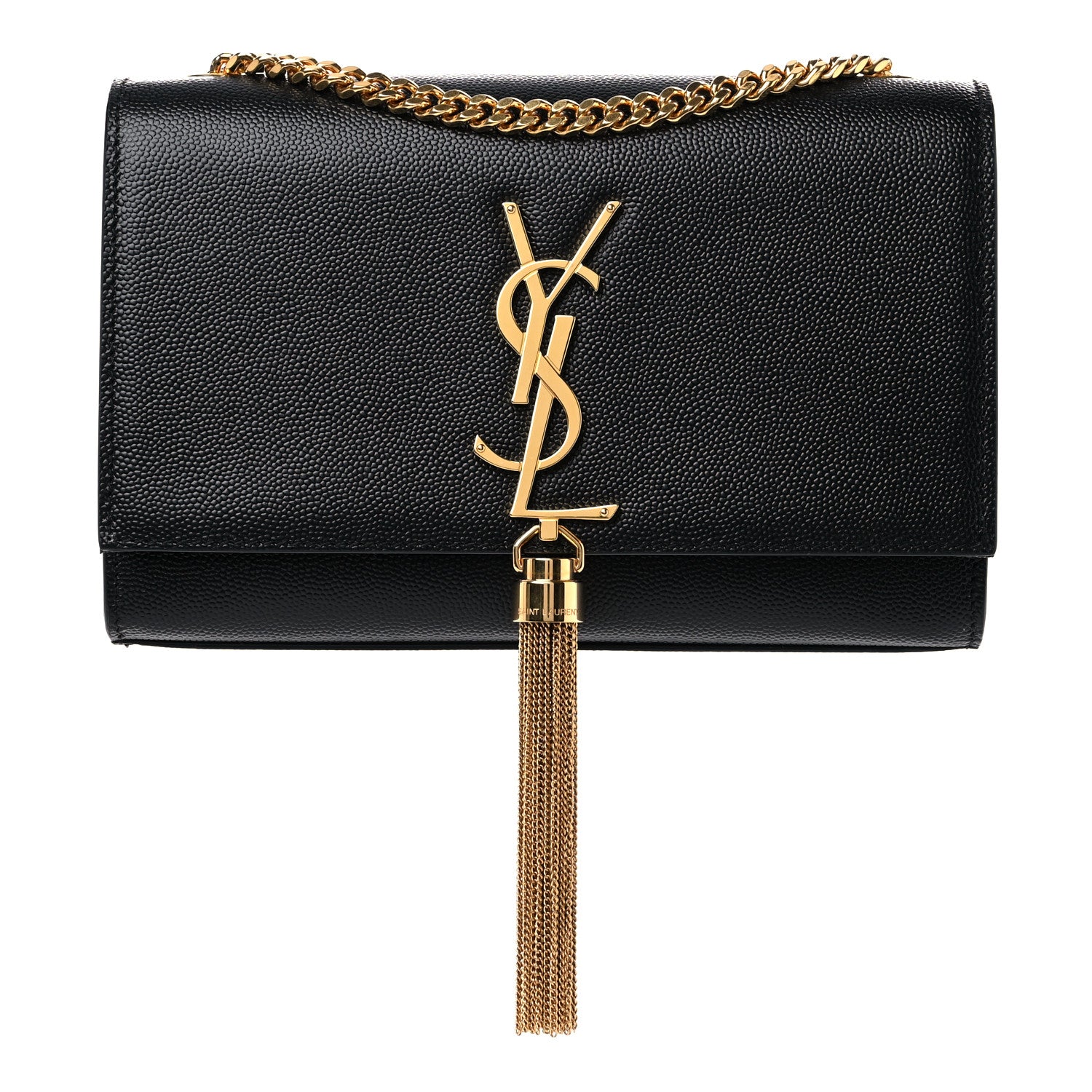 Saint Laurent Grain De Poudre Small Classic Monogram Kate Tassel Satchel Black 1 of 10