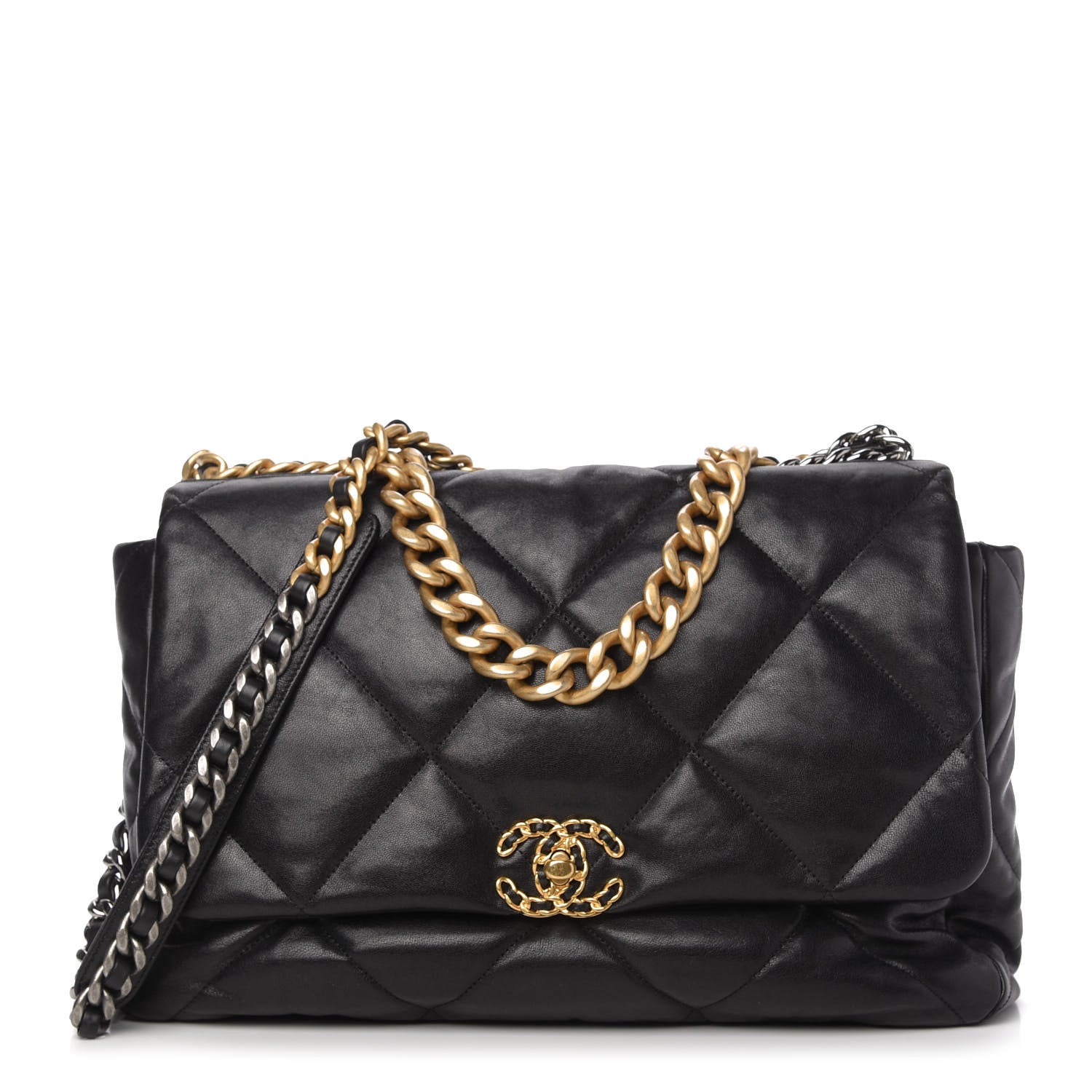 Chanel Goatskin Quilted Maxi Chanel 19 Flap Black 1 of 10