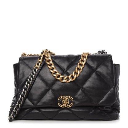 Chanel Goatskin Quilted Maxi Chanel 19 Flap Black 1 of 10