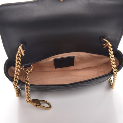 Gucci Calfskin Matelasse Super Mini GG Marmont Shoulder Bag Black 5 of 9